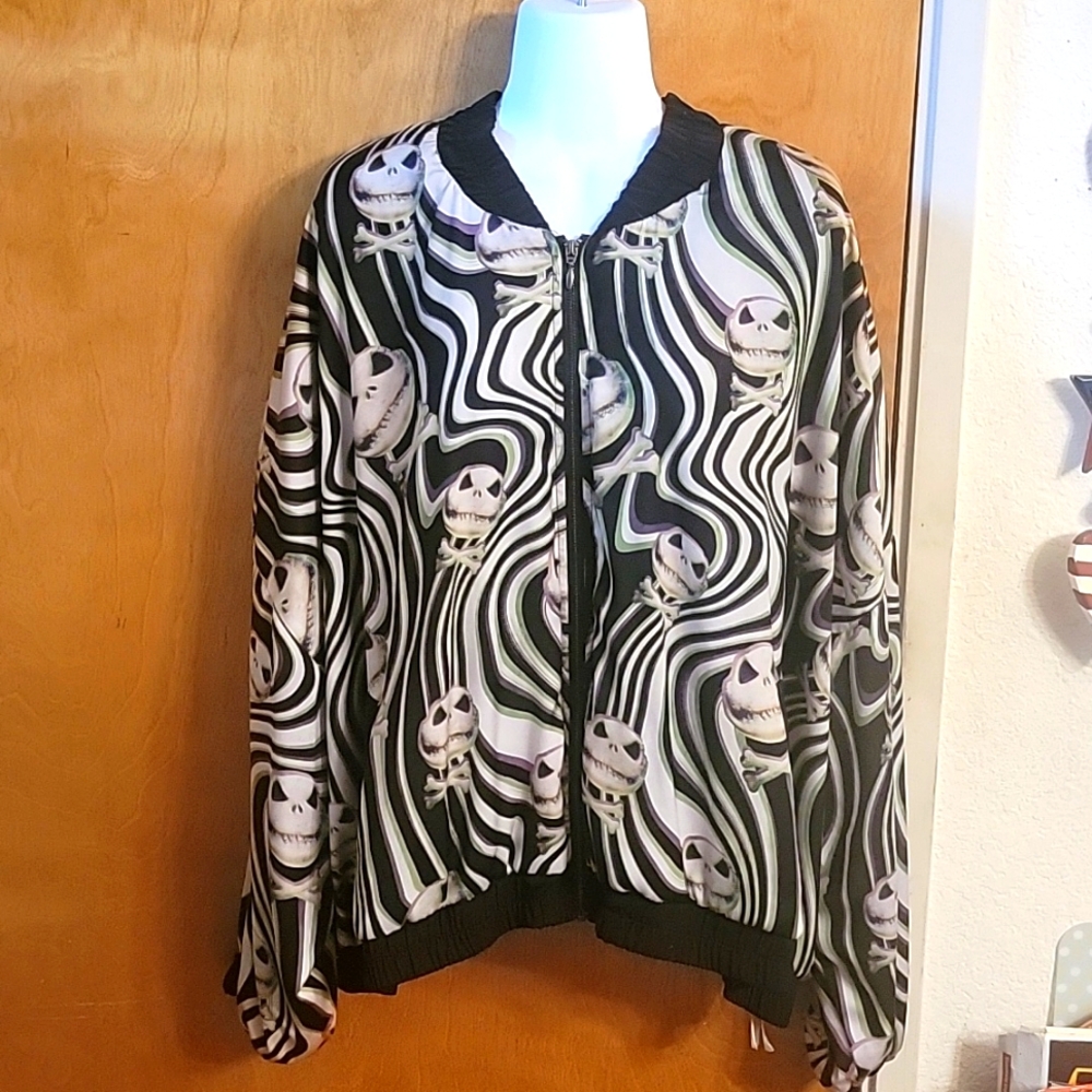 Disney Jack Skellington Print Bomber Jacket 3XL Nightmare‎ Before Christmas